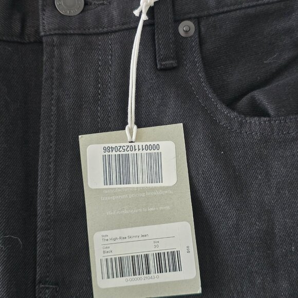NWT Everlane Black High Waisted Jeans Skinny Size 30 Y2K Minimalist - Picture 8 of 8
